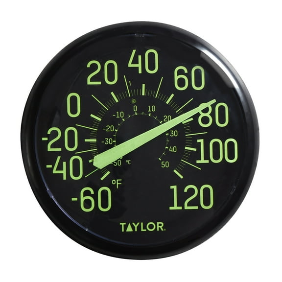 Taylor 13.25-inch Glow in the Dark Dial Thermometer in Black