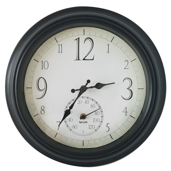 Taylor Precision Products 14-inch Decorative Clock with Thermometer