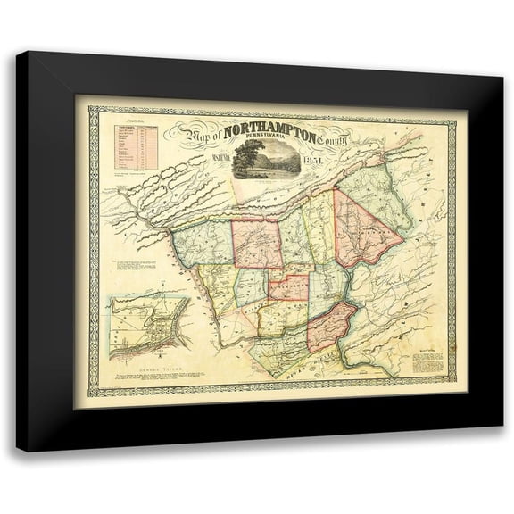 Taylor 14x12 Black Modern Framed Museum Art Print Titled - Northampton County Pennsylvania - Taylor 1851