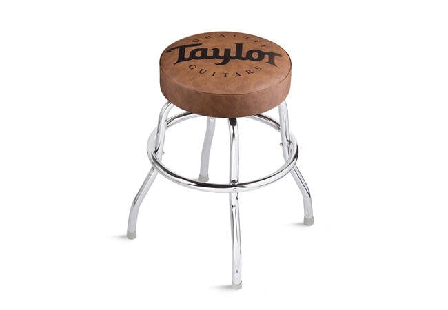 Taylor 24" Brown Vinyl Swivel Bar Stool with Logo