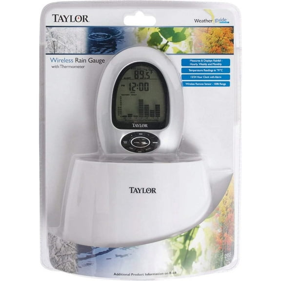 Taylor 2755 Digital Wireless Rain Gauge & Thermometer