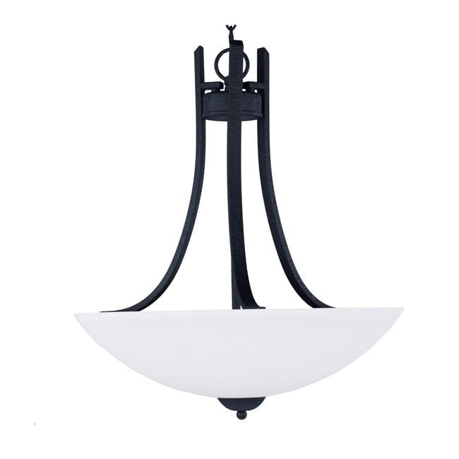 Maxim Taylor 3-Light Textured Black Pendant with Opal Glass Shade