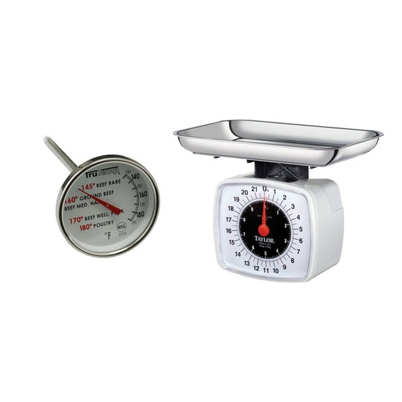 Taylor 3880 Kitchen & Food Scale, 22 lbs & 3504 Meat Dial Thermometer