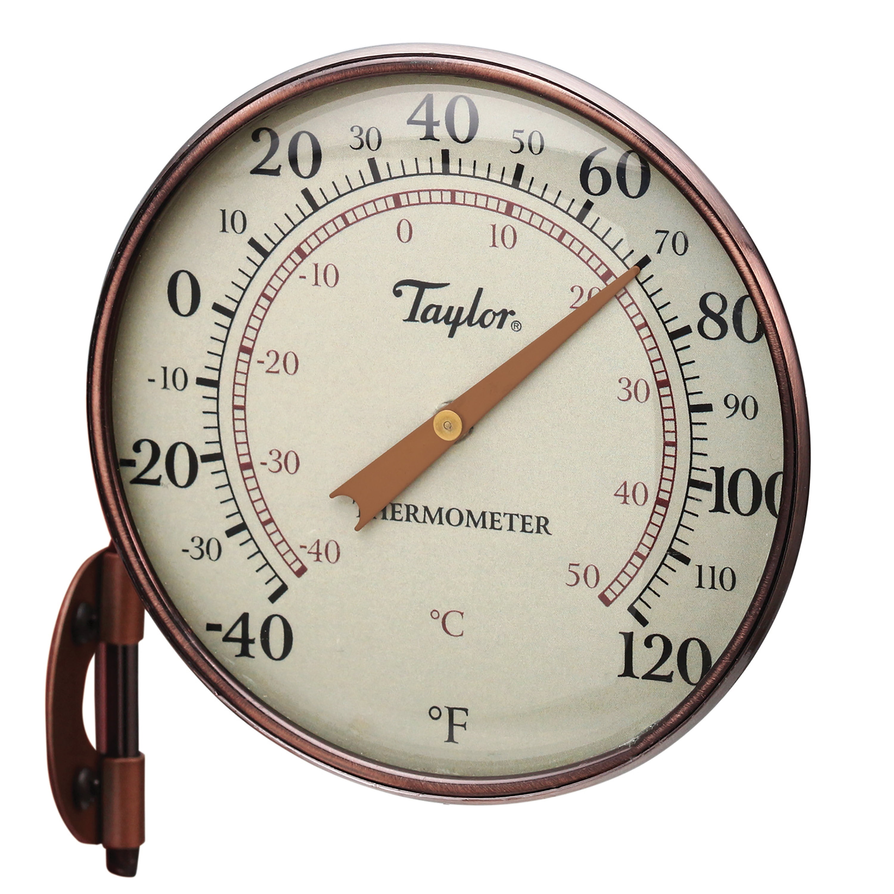 Taylor 4.25inch Heritage Metal Dial Weatherproof Thermometer in Copper