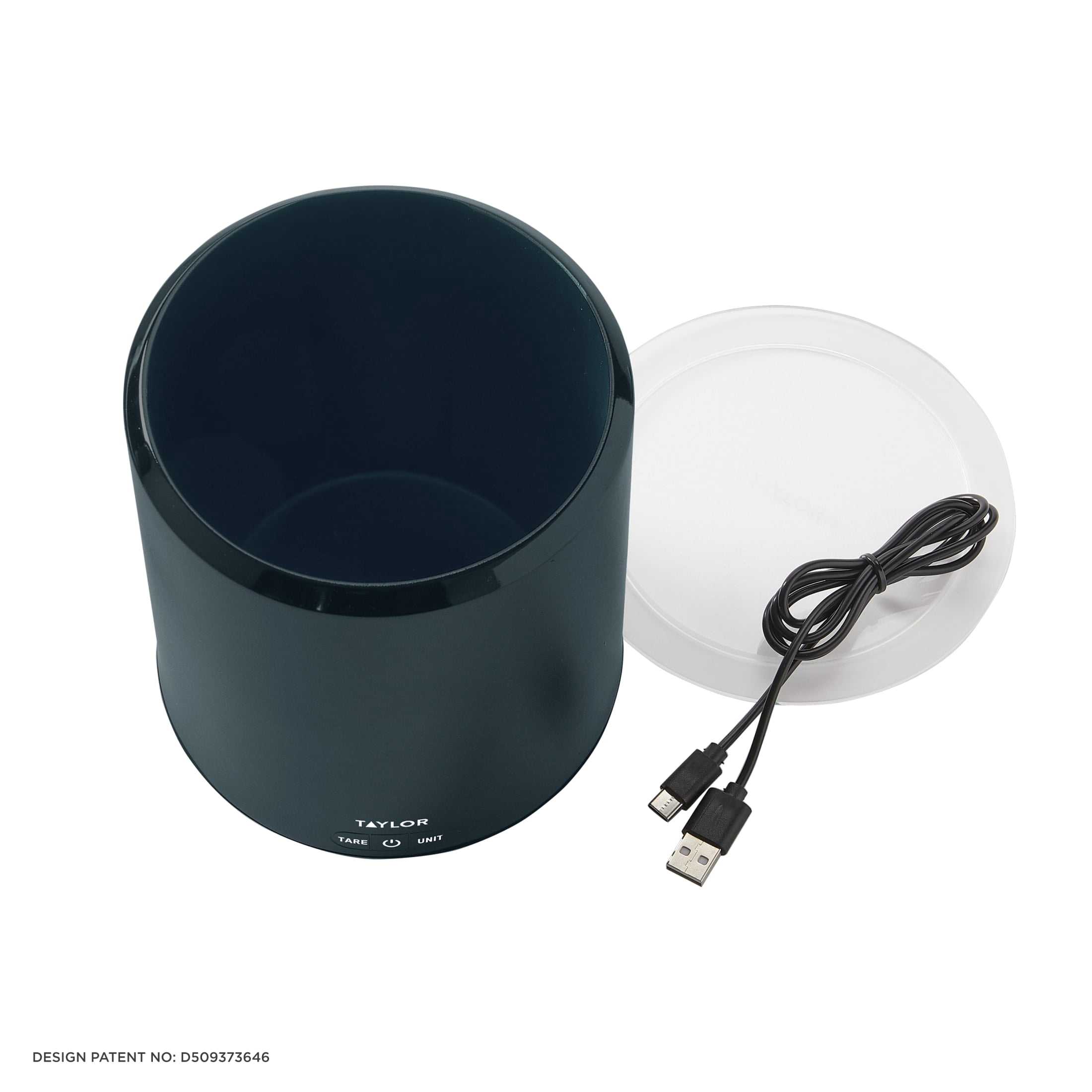 Taylor 4.4 lb USB-C Rechargeable Container Scale with Lid, Digital Food Scale for Recipes, Emerald
