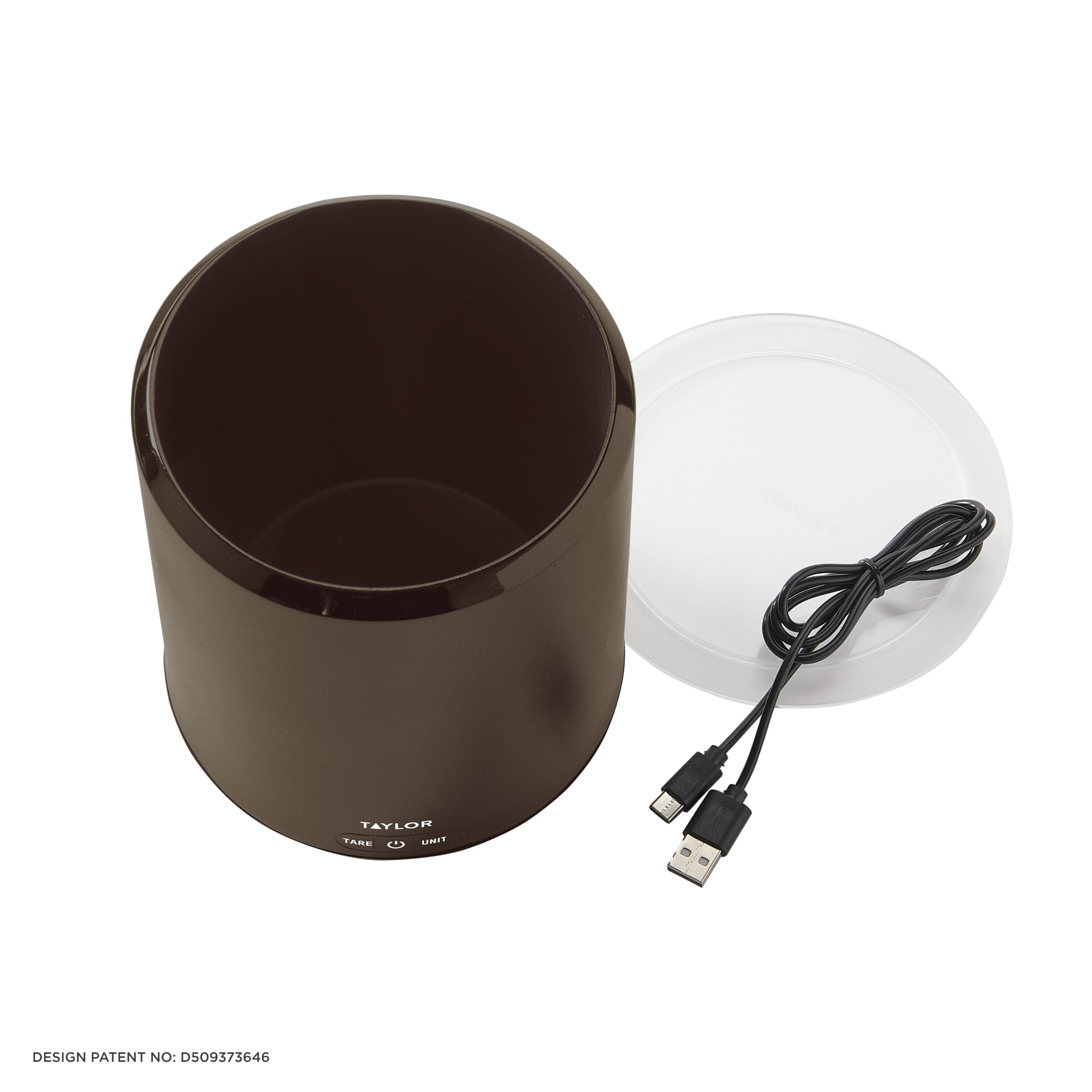 Taylor 4.4 lb USB-C Rechargeable Container Scale with Lid, Digital Food Scale for Recipes, Topaz