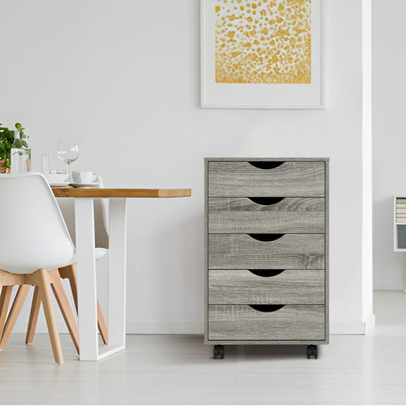 Taylor 5 Drawers Office File Cabinet by Naomi Home-Color:Gray Oak