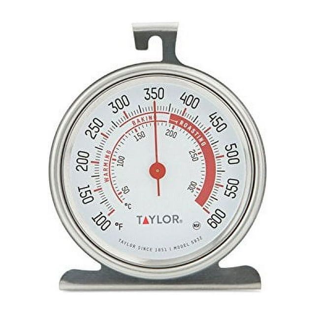 Taylor 5932 Large Dial Kitchen Cooking Oven Thermometer, 3.25 Inch Dial, Stainless Steel, Silver