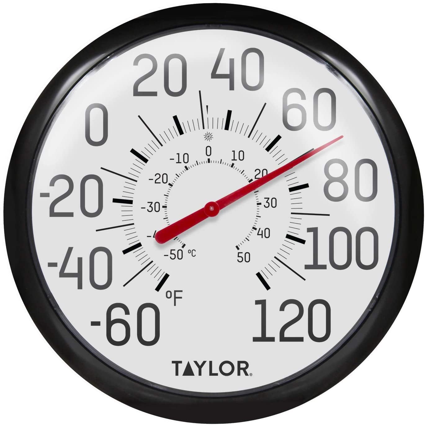 Taylor 6700 13-1/4" Black & White Big & Bold Dial Thermometer