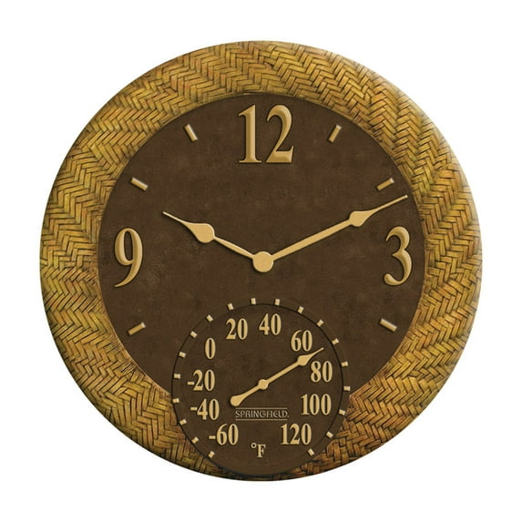 Taylor 6738652 Resin Dial Clock & Thermometer, Brown