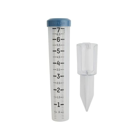 Taylor 7 inch Capacity Easy to Read Break and Freeze Proof Flexible Silicone Rain Gauge, Post Mount or Ground Stake, Teal
