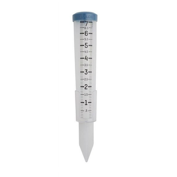 Taylor 7-inch Easy Read Break Proof Flexible Silicone Rain Gauge Post Mount Ground Stake Teal