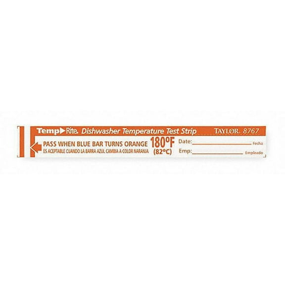 Taylor 8767J TempRite Single Use Dishwasher 180 Degrees F Test Strip - 25/Pack