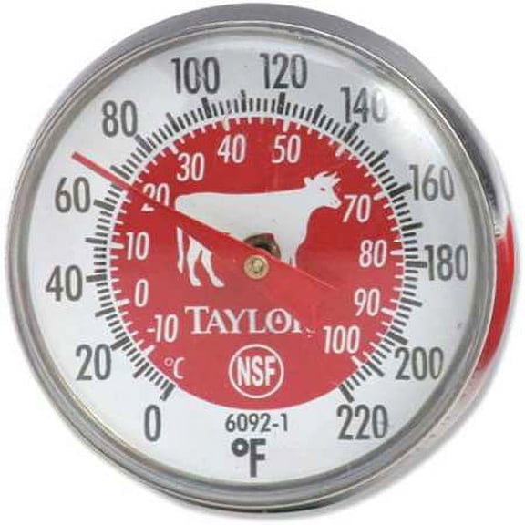 Taylor Bi-Therm Red Color-Coded Dial Thermometer - 5"L Stem