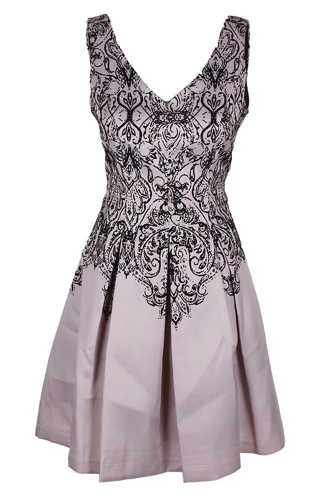 Taylor Velvet-Inset Printed Fit & Flare Dress - Pink 6