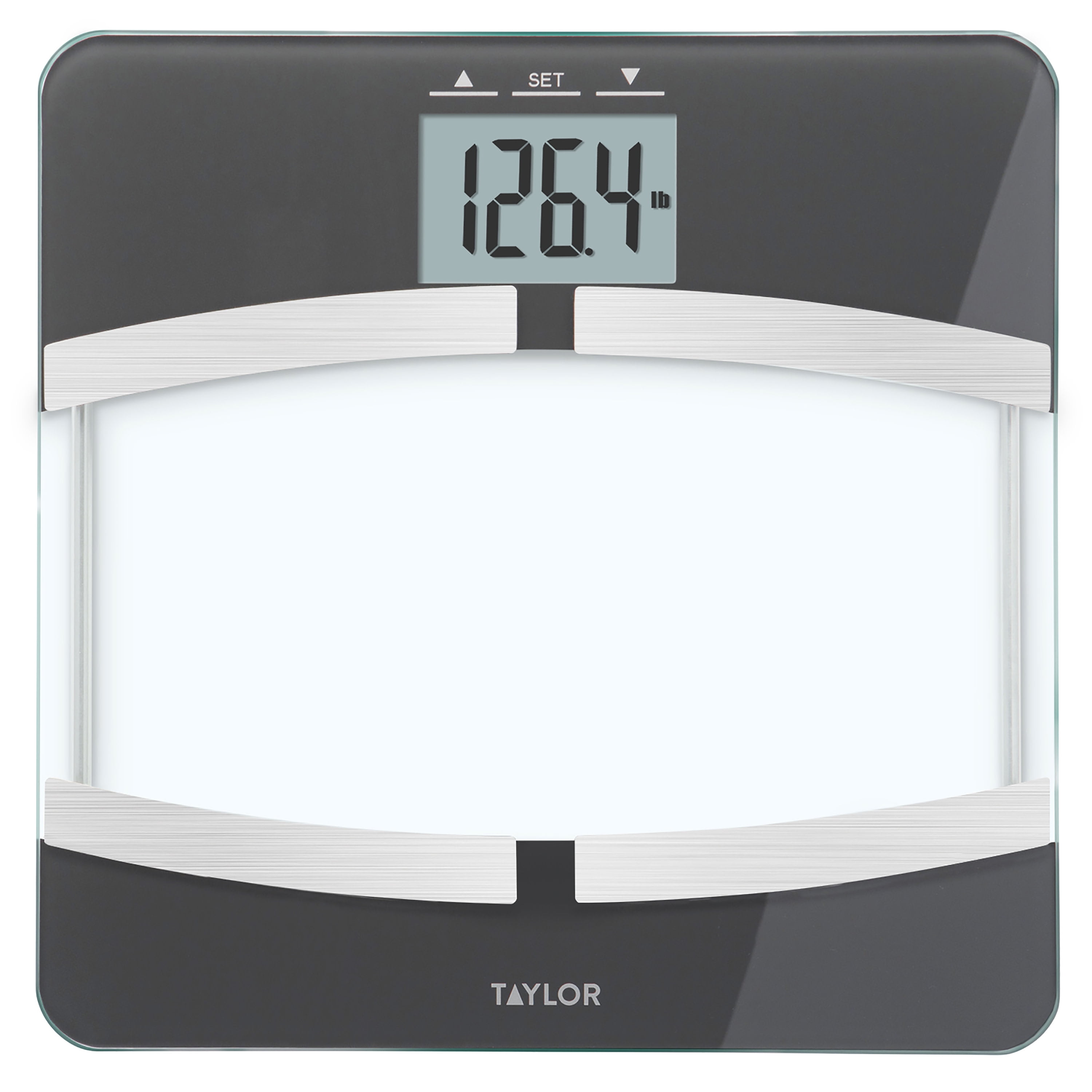 Taylor Body Composition Bathroom Scale for Body Weight, 400 lb Capacity,  Easy to Read Blue Backlight Display, Body Composition Analysis, Black