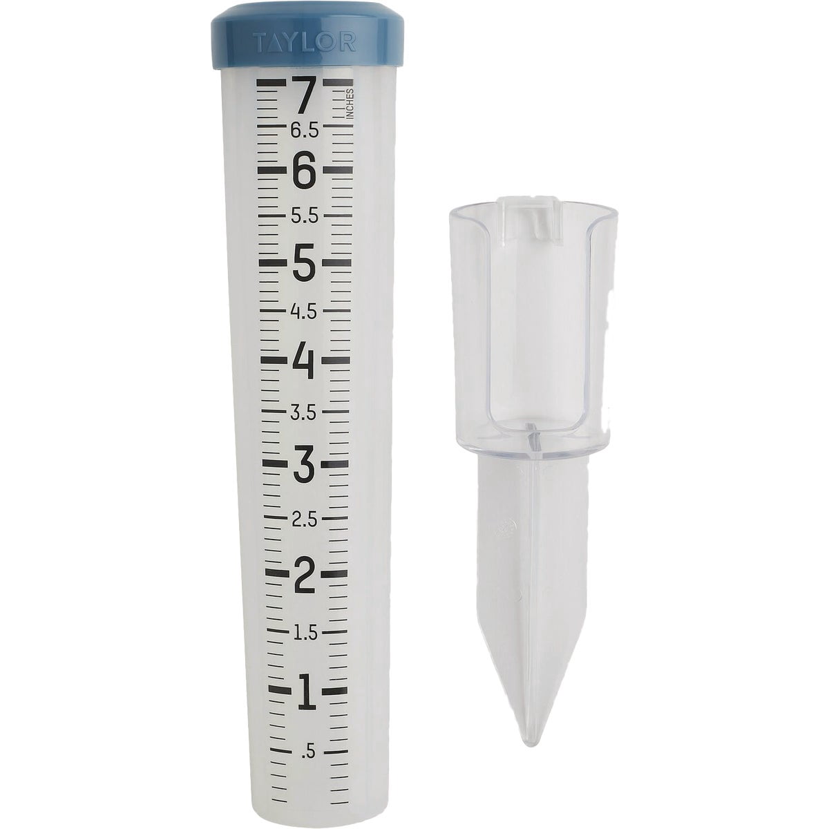 Taylor Capacity Break and Freeze Proof Flexible Silicone Rain Gauge, Measure and Monitor Precipitation, Easy to Read for Backyard, Patio, Garden, and Lawn, Post Mount or Ground Stake, 7-inch, Teal