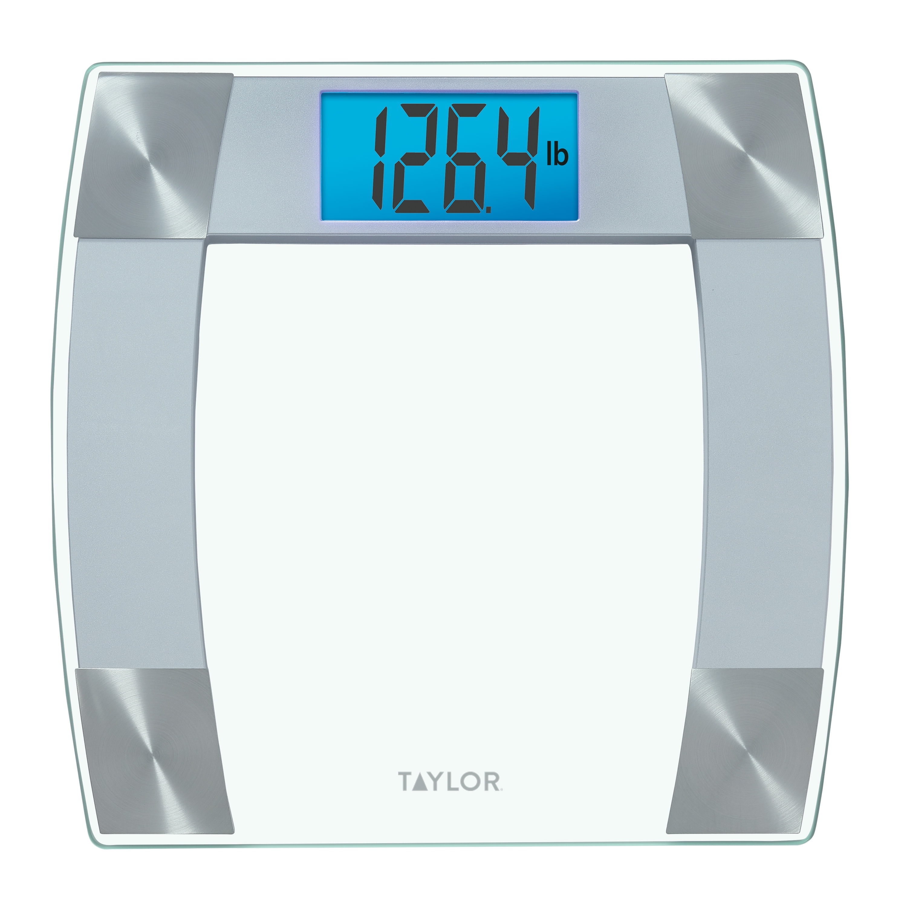 Taylor 500 lb Digital Glass High Capacity Scale Extra-Wide Platform 2 AAA  Batteries Included Silver
