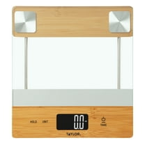 Taylor Digital 11 Pound Glass/Bamboo Household Kitchen Scale and Food Scale in Natural Wood