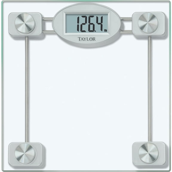 Taylor Glass Bathroom Scale Digital - LCD Display, 400 lb Capacity - Clear, Single Piece — Residential Use, Standard Application