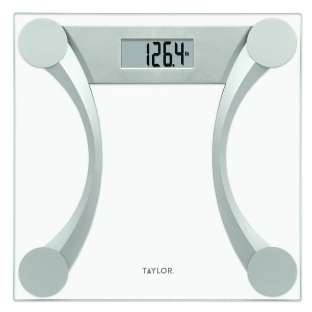 Taylor Digital Clear Glass Bathroom Scale with Unique Curved Design