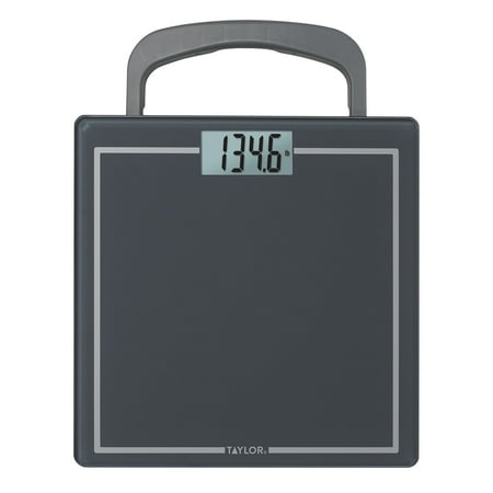 Taylor 12 x 12 inch Digital Glass Body Weight Scale with Handle, Gray