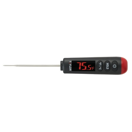 Taylor Digital LED Stainless Steel Meat Thermometer with Bright Display Black
