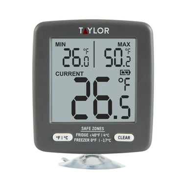 Taylor Digital Safety Zone Plastic Appliance Thermometer for Refrigerators and Freezers, Black