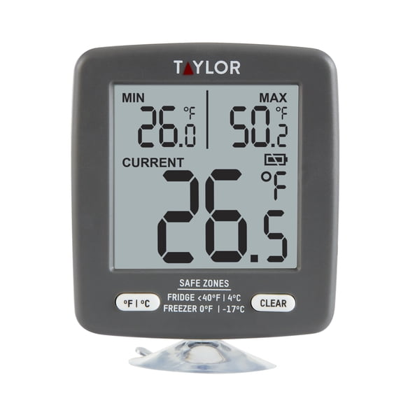Taylor Digital Safety Zone Plastic Appliance Thermometer for Refrigerators and Freezers, Black