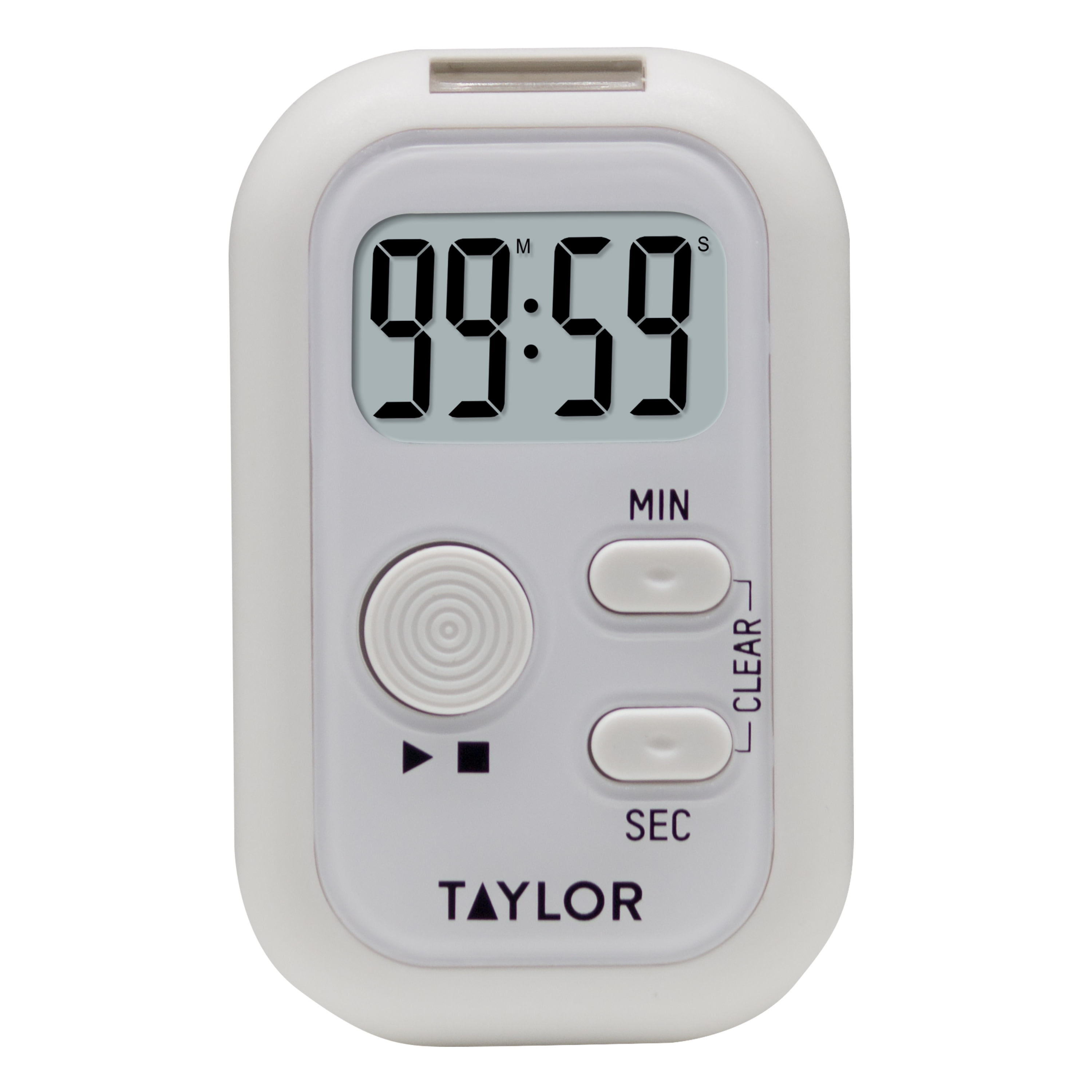 Taylor - Ultra Thin Digital Kitchen Timer w/ Clock - Silver S846-21