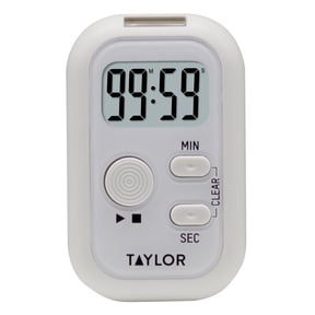 Taylor Digital Timer with Light, Sound, and Vibration White