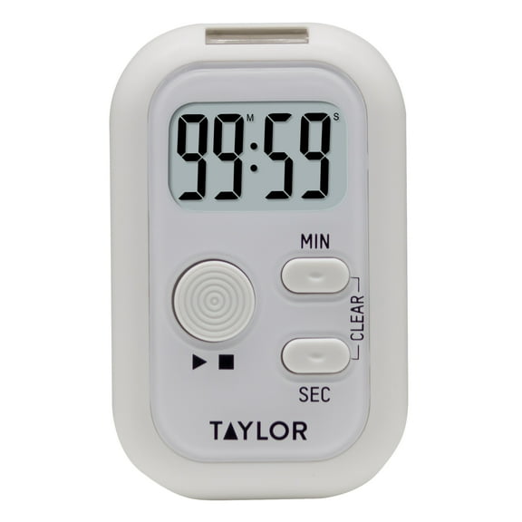 Taylor Digital Timer with Light, Sound, and Vibration White