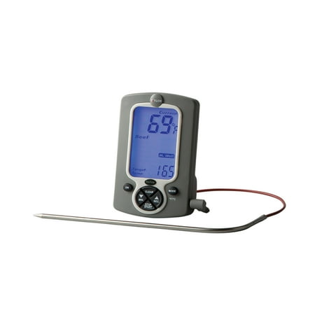 Taylor Digital Wired Probe Thermometer with Bright Blue Backlit Display, Presets, and Timer