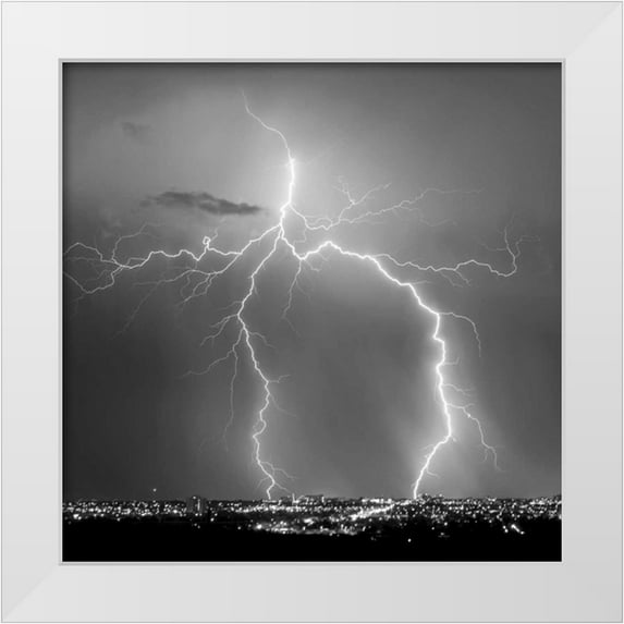 Taylor, Douglas 15x15 White Modern Wood Framed Museum Art Print Titled - Urban Lightning I BW