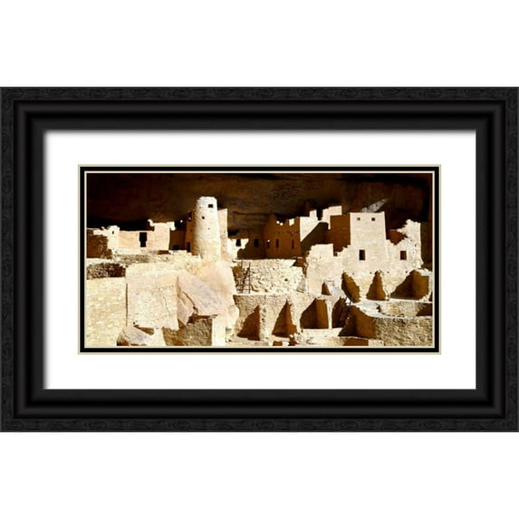 Taylor, Douglas 18x11 Black Ornate Wood Framed with Double Matting Museum Art Print Titled - Cliff Palace Ruins