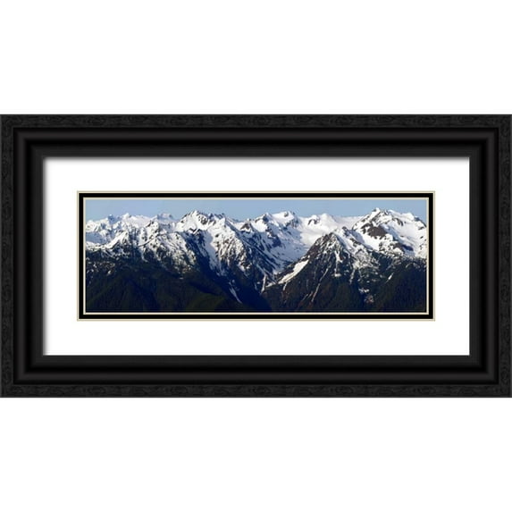 Taylor, Douglas 18x9 Black Ornate Wood Framed with Double Matting Museum Art Print Titled - Morning at Hurricane Ridge
