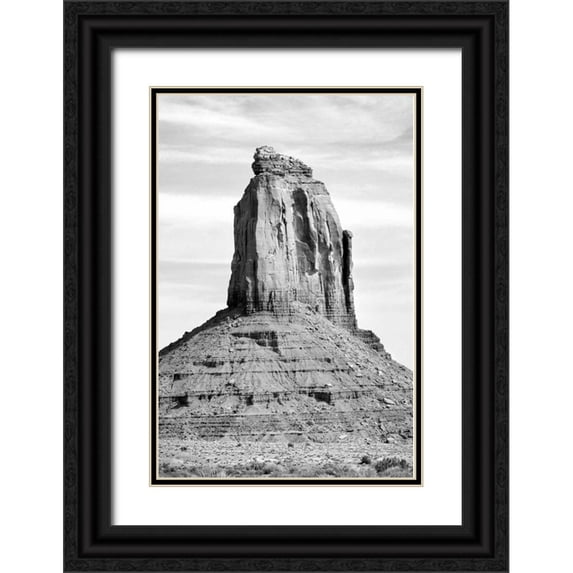 Taylor, Douglas 23x32 Black Ornate Wood Framed with Double Matting Museum Art Print Titled - Monument Valley II BW