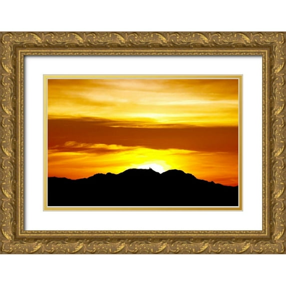 Taylor, Douglas 24x17 Gold Ornate Wood Framed with Double Matting Museum Art Print Titled - Solstice Sunset