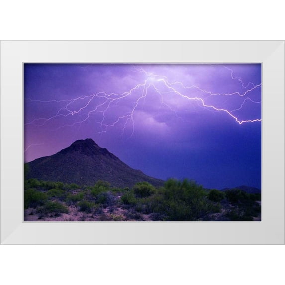 Taylor, Douglas 24x17 White Modern Wood Framed Museum Art Print Titled - Mountain Lightning