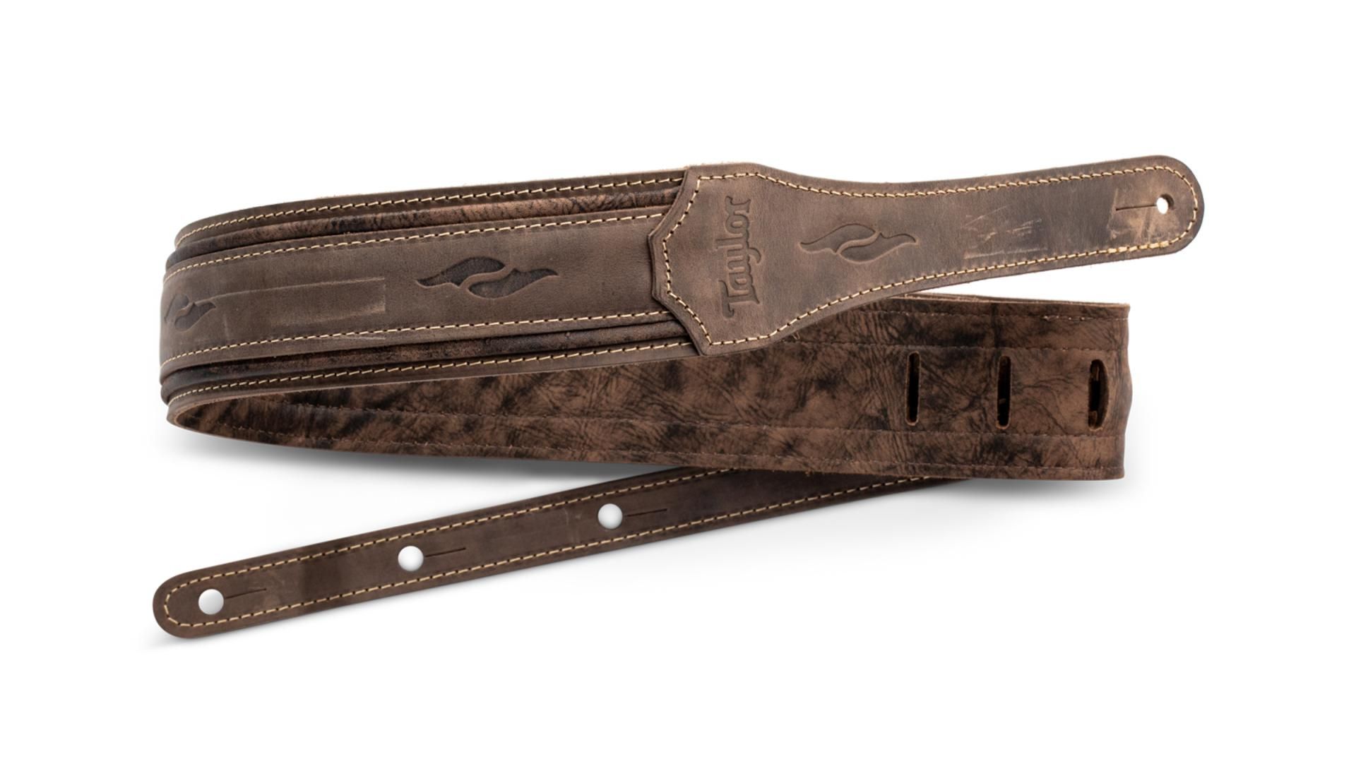 Taylor 3" Element Distressed Leather Guitar Strap - Dark Brown