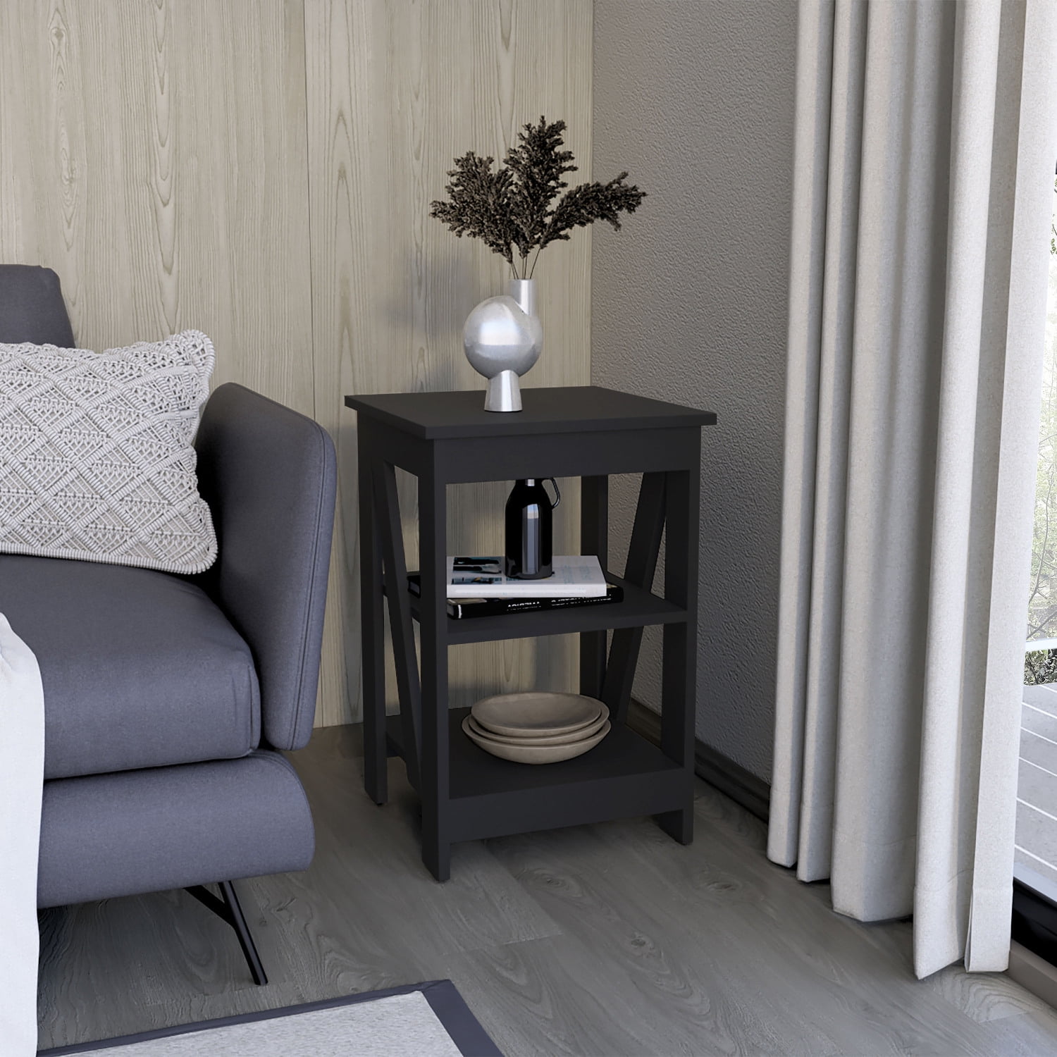 Taylor End Table, Side Table, Nightstand: 3-Tier Storage Shelf for ...