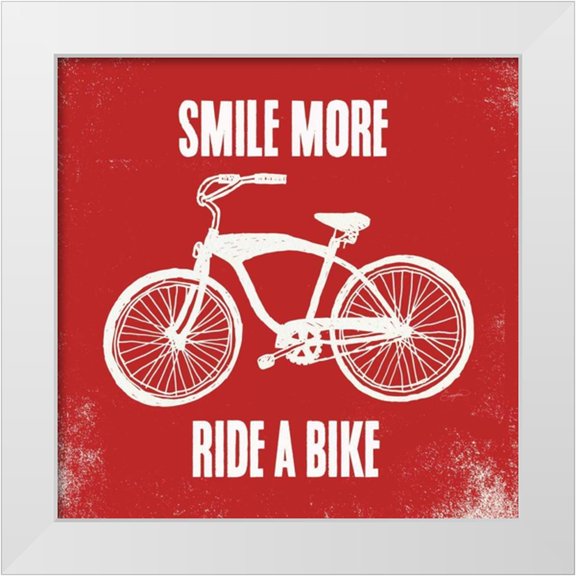 Taylor, Evangeline 12x12 White Modern Wood Framed Museum Art Print Titled - Smile More Ride a Bike