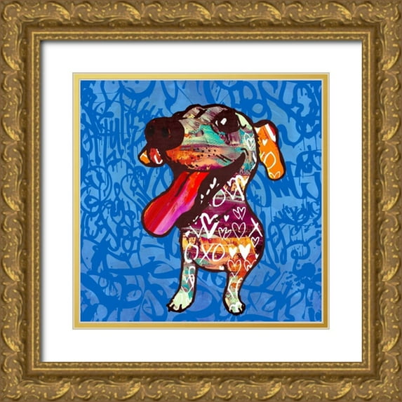 Taylor, Evangeline 15x15 Gold Ornate Wood Framed with Double Matting Museum Art Print Titled - Happy Barks!