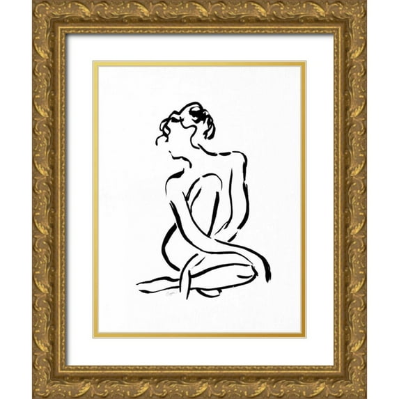 Taylor, Evangeline 19x24 Gold Ornate Wood Framed with Double Matting Museum Art Print Titled - Gestural Figure Study Front