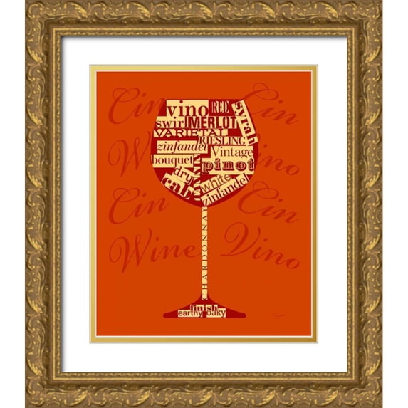 Taylor, Evangeline 20x24 Gold Ornate Wood Framed with Double Matting Museum Art Print Titled - Wine Words Glass