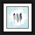 thumbnail image 1 of Taylor, Evangeline 26x26 Black Ornate Wood Framed with Double Matting Museum Art Print Titled - Watercolor Feather Study 3 in Blue, 1 of 4