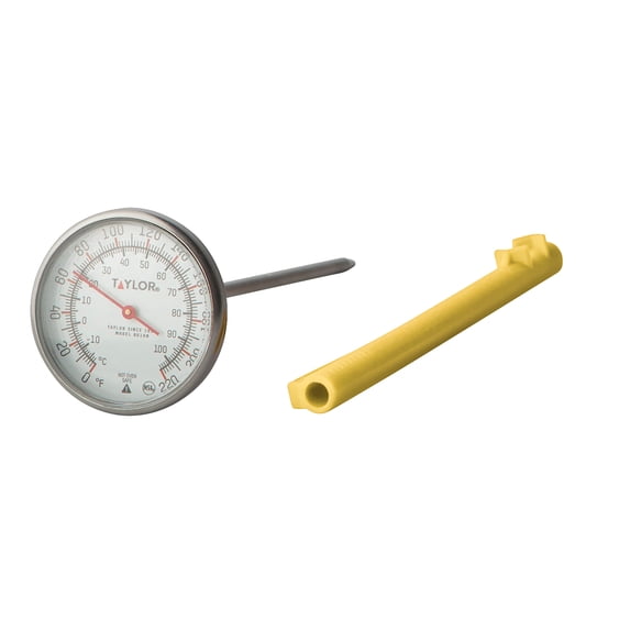 Taylor Extra Large 1.75-Inch Instant Read Dial Meat Thermometer with Anti-Microbial Sleeve Stainless Steel