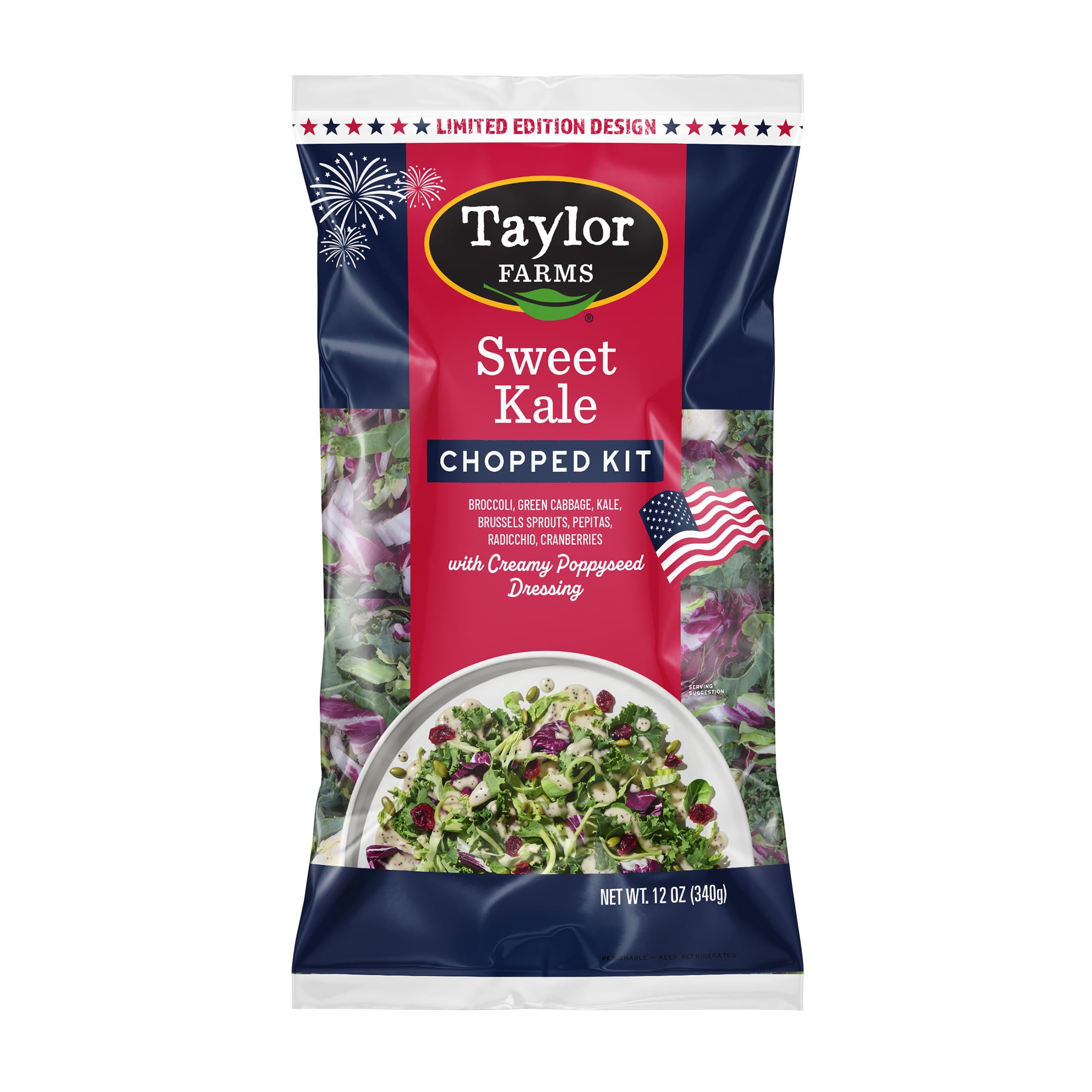 Taylor Farms Sweet Kale Chopped Salad Kit, 12 oz Bag, Fresh