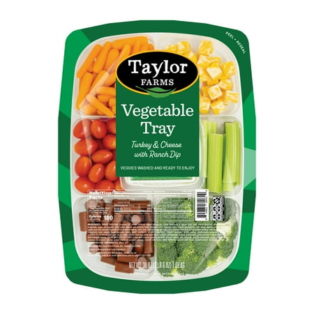 Taylor Farms Turkey & Cheese Vegetable Tray with Ranch Dip, 38 oz Tray