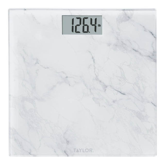 Taylor Glass Digital Body Weight Scale, White Marble, 400lb Capacity ...